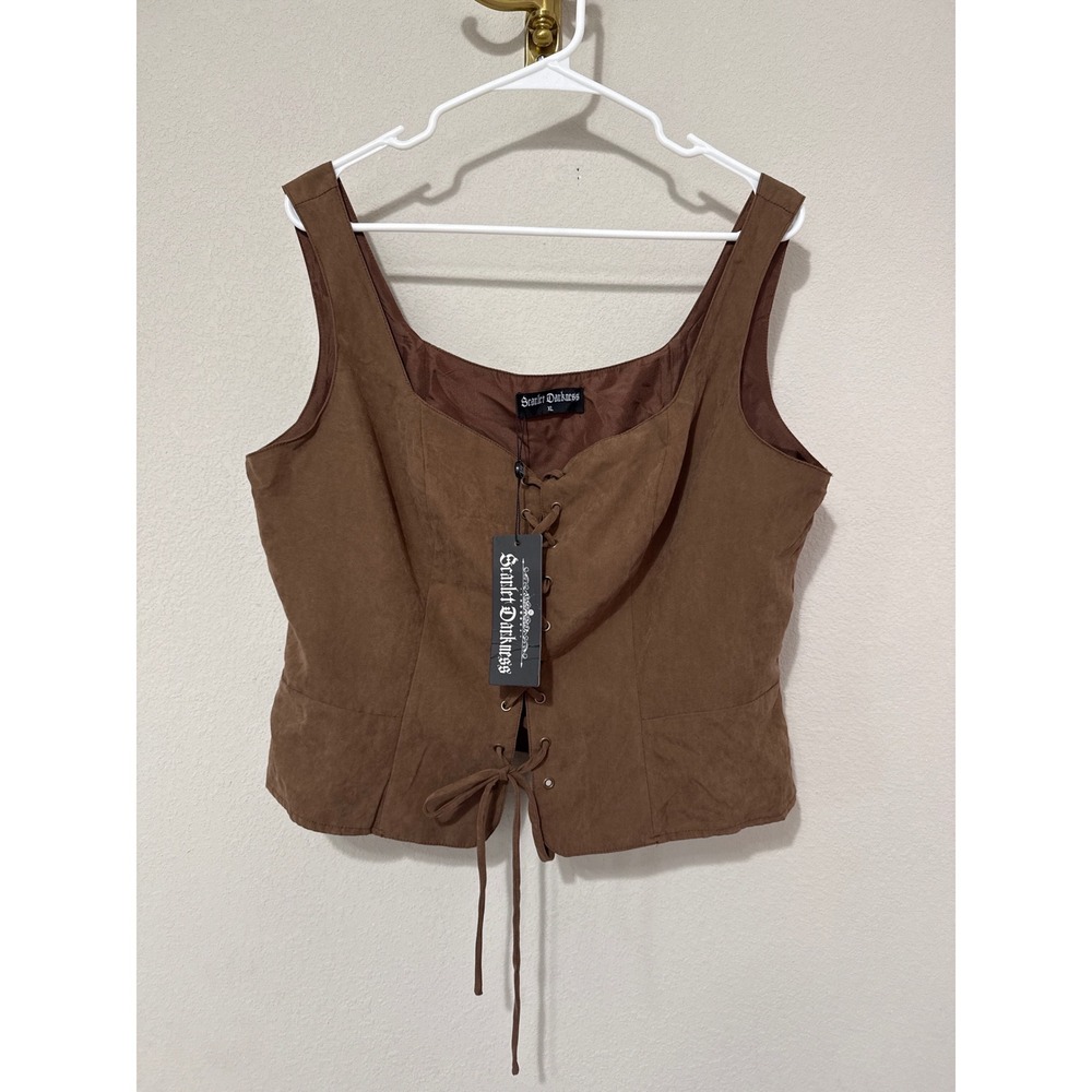 NWT Scarlet Darkness Brown Corset Top Size XL Renaissance Festival Milkmaid